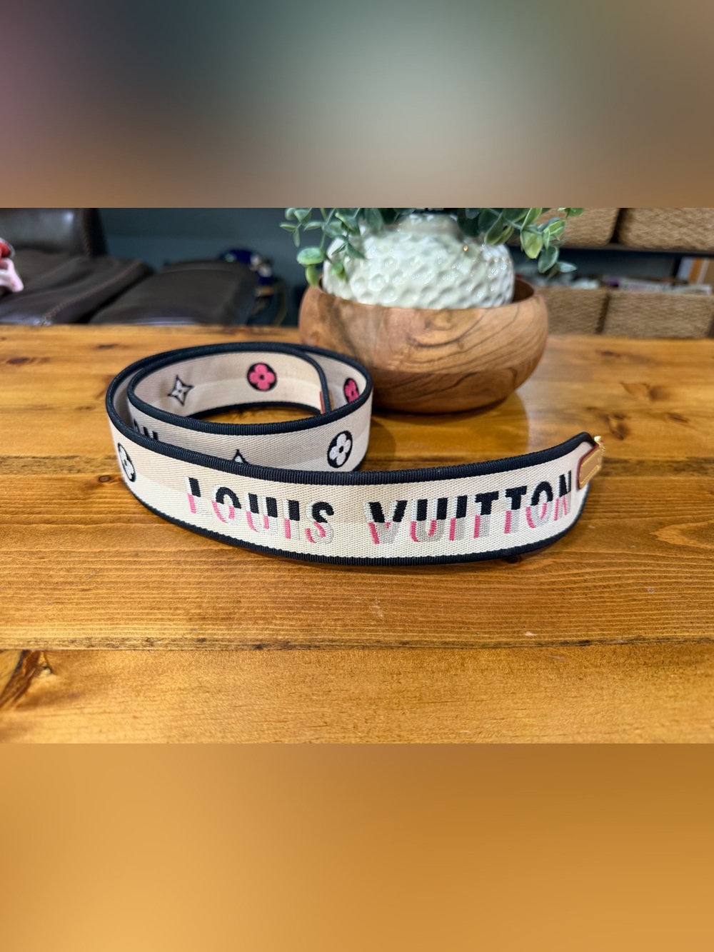 Louis Vuitton Guitar Strap Speedy 20 Bandouliere Pink Black Beige